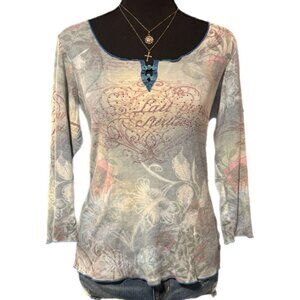 blue grunge floral sublimation top